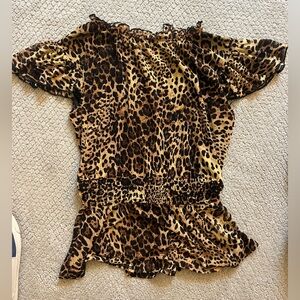 Leopard Print Ruffle Sleeve Top